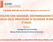 WEBINAR 29 aprile ore 13.00 su selezione del personale in ottica di genere: evento riservato a dipendenti Banca d'Italia e IVASS